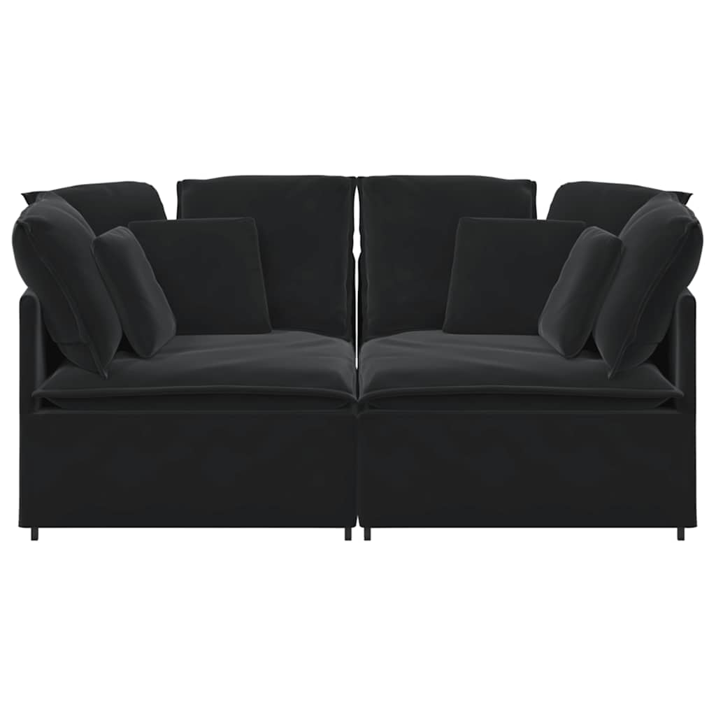 Divano Modulare Con Cuscini In Velluto Nero - Image 4