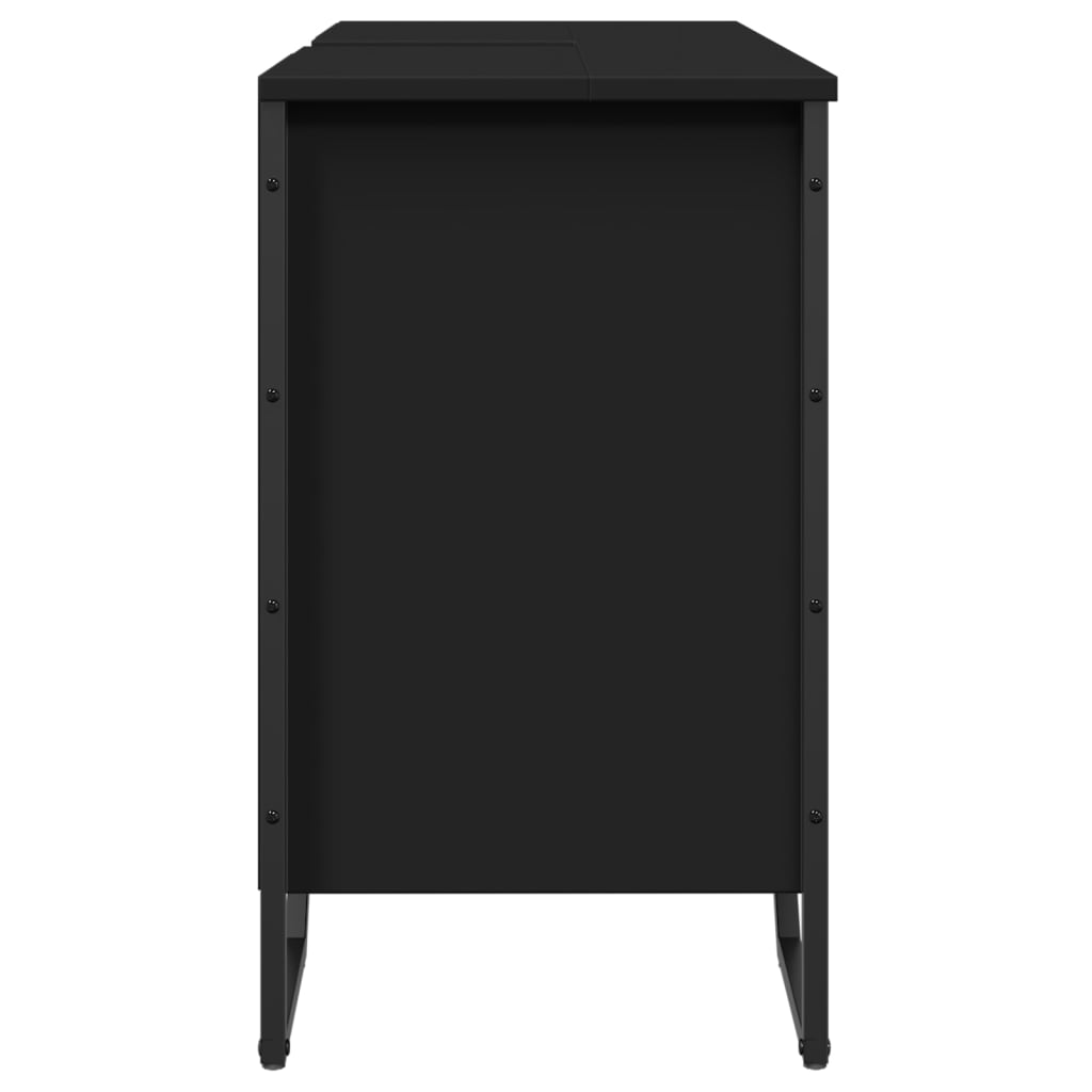 Mobile Lavabo Bagno Nero 91x35x60 Cm In Truciolato - Image 4