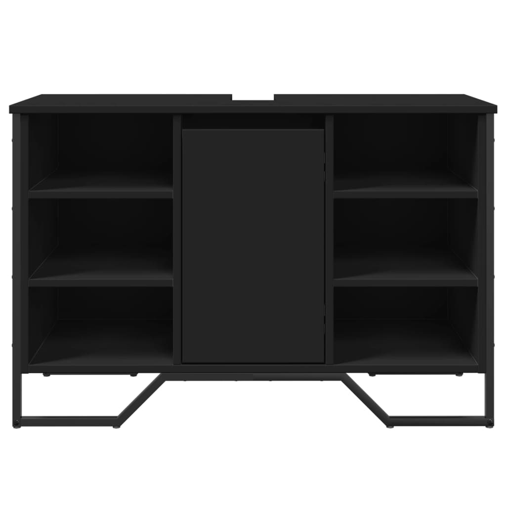 Mobile Lavabo Bagno Nero 91x35x60 Cm In Truciolato - Image 3