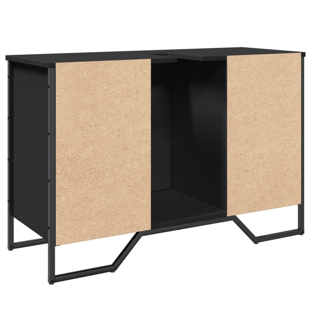 Mobile Lavabo Bagno Nero 91x35x60 Cm In Truciolato - Image 6