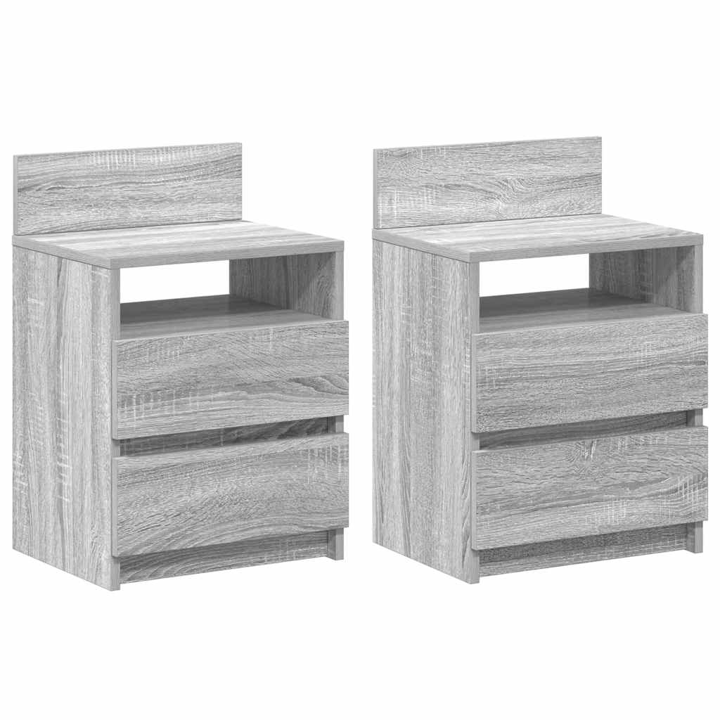 Comodini 2 Pz Con 2 Cassetti Grigio Sonoma 40x33x60 cm - Image 4