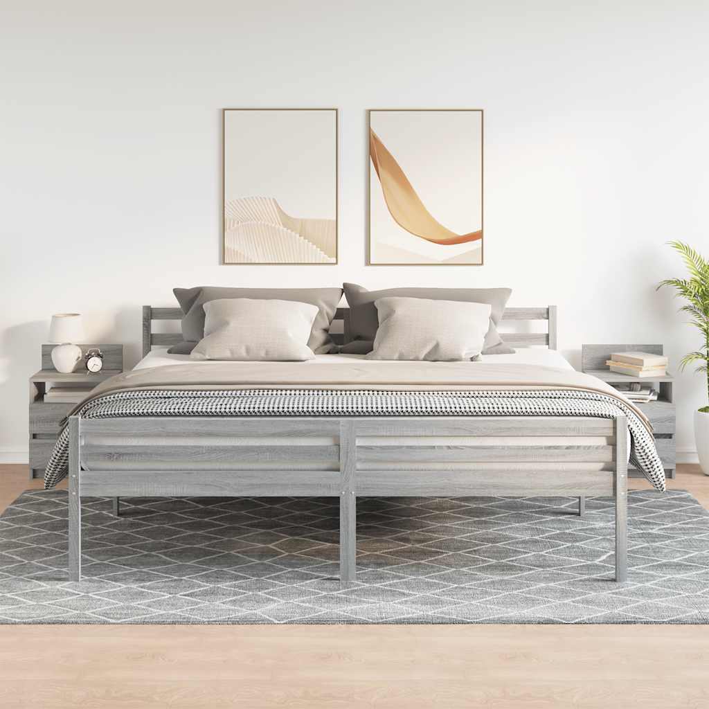 Comodini 2 Pz Con 2 Cassetti Grigio Sonoma 40x33x60 cm