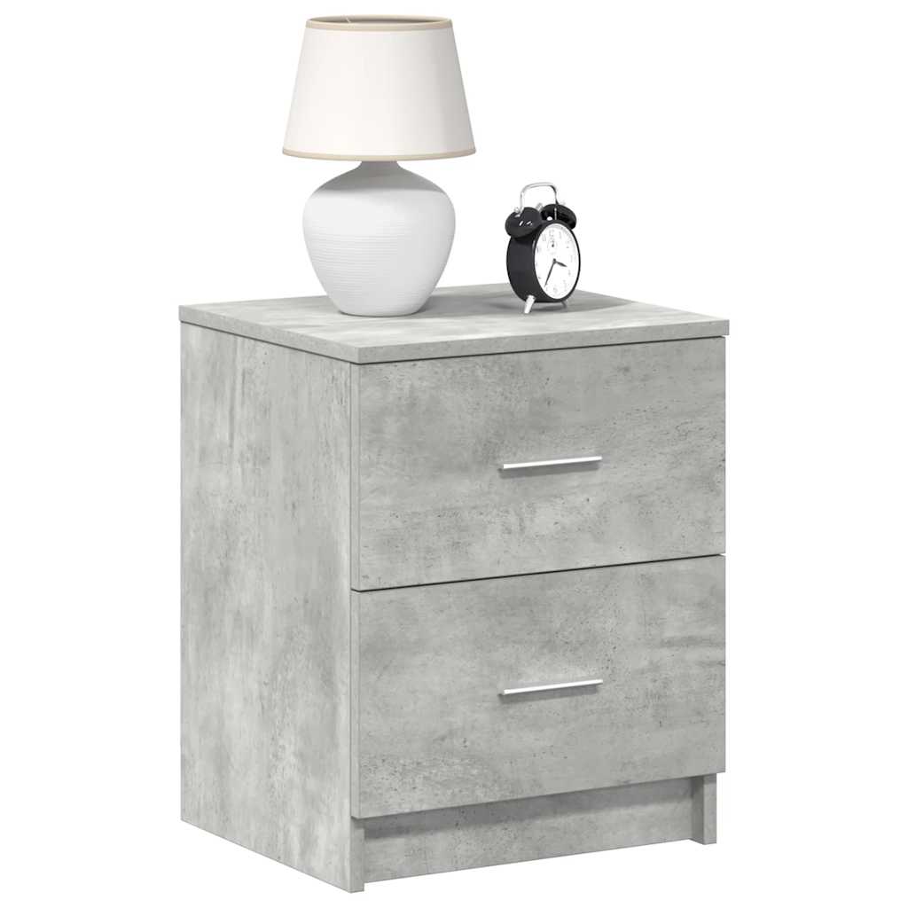 Comodini 2 Pz Con 2 Cassetti Grigio Cemento 40x36x50 cm - Image 3