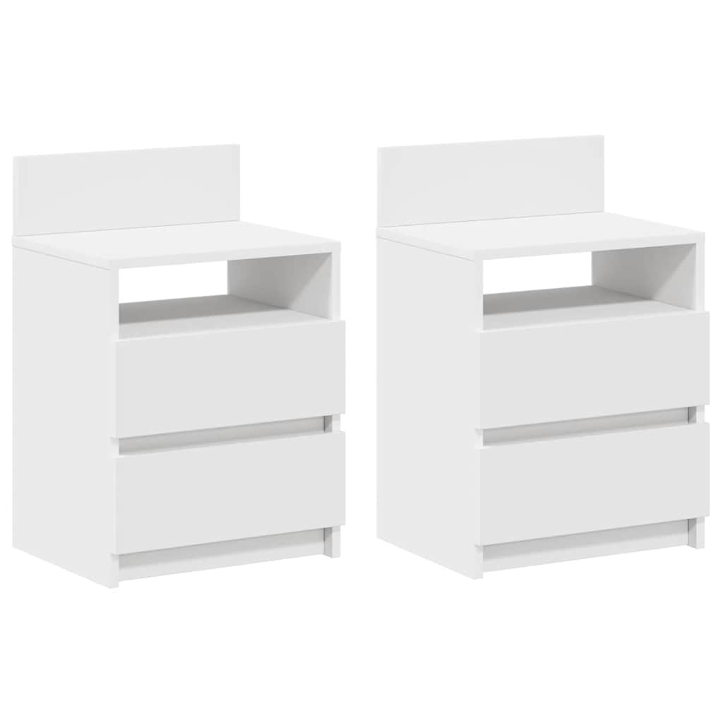 Comodini 2 Pz Con 2 Cassetti Bianchi 40x33x60 cm - Image 6