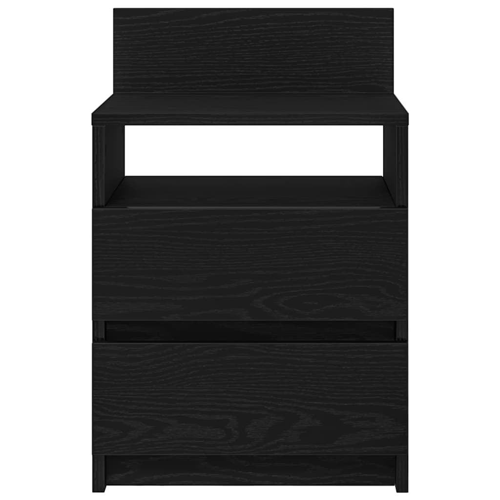 Comodini 2 Pz Con 2 Cassetti Neri 40x33x60 cm - Image 4