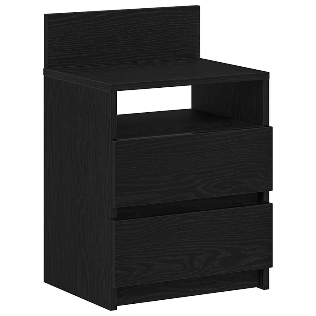 Comodini 2 Pz Con 2 Cassetti Neri 40x33x60 cm - Image 6