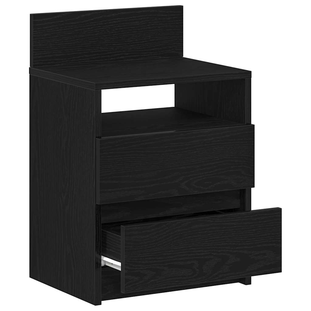 Comodini 2 Pz Con 2 Cassetti Neri 40x33x60 cm - Image 3
