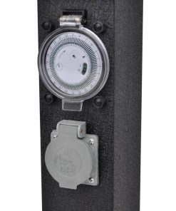 Presa Elettrica Da Giardino A Pilastro Nero Con Timer