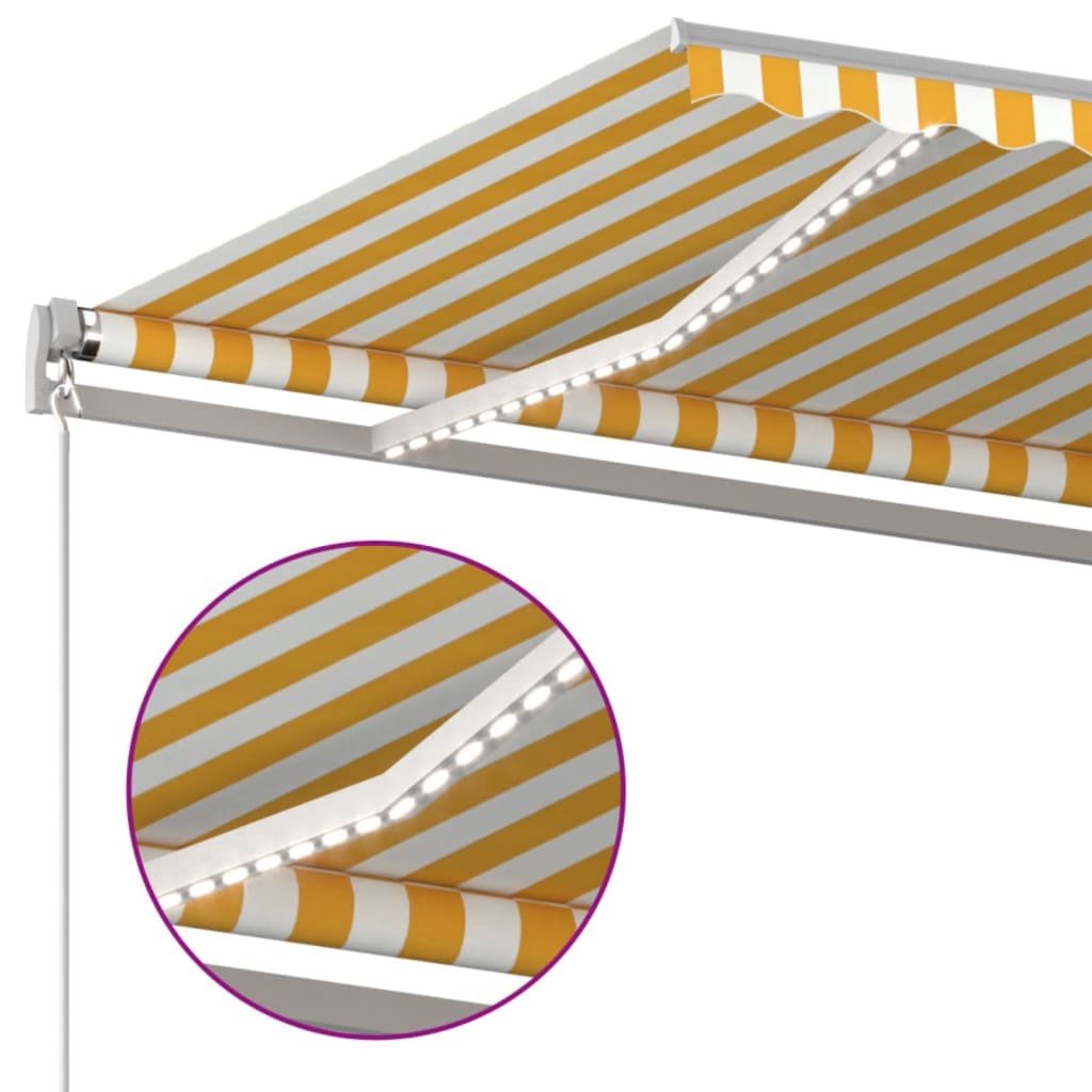 Tenda Da Sole Retrattile Manuale Led 400x350 Cm Giallo Bianco - Image 2