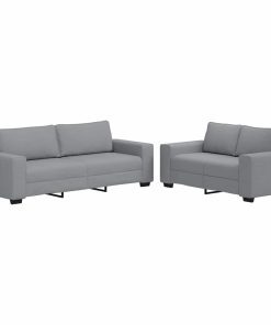 Set Di Divani 2 Pz Con Cuscini Grigio Chiaro In Tessuto