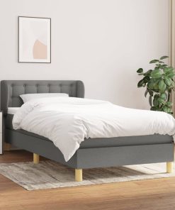 Giroletto A Molle Con Materasso Grigio Scuro 90x200 Cm Tessuto