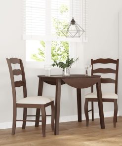 Sedie Da Pranzo Con Cuscini 2pz Marrone Legno Massello Di Hevea