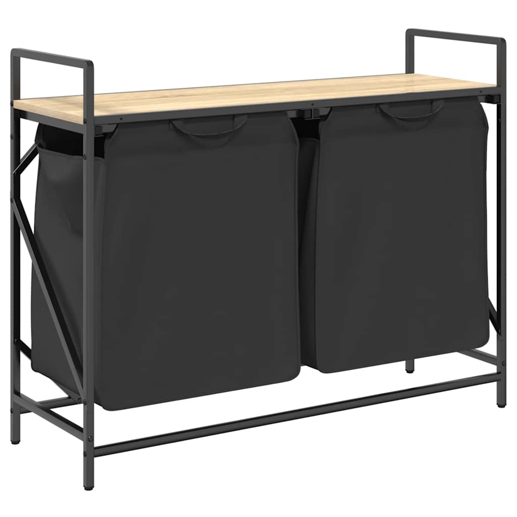 Cesto Della Biancheria 2 Scomparti Con Ripiano Rovere Sonoma - Image 4