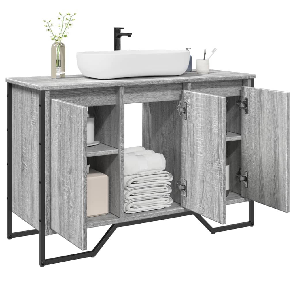 Mobile Lavabo Bagno Grigio Sonoma 91x35x60 Cm In Truciolato