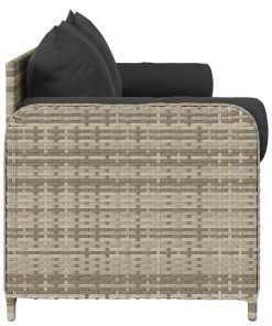 Divano Da Giardino Con Cuscini 3 Posti Grigio Chiaro Polyrattan