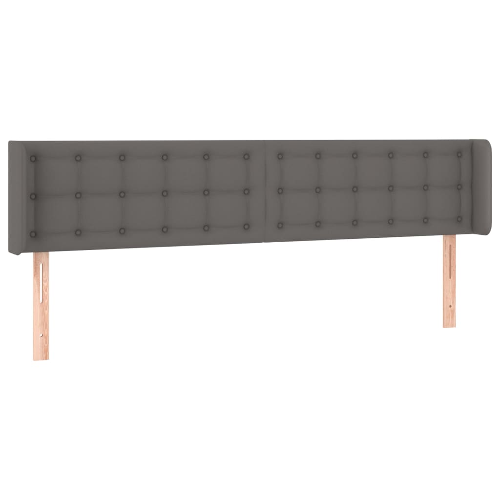Testiera Ad Orecchio Grigio 163x16x78/88 Cm In Similpelle