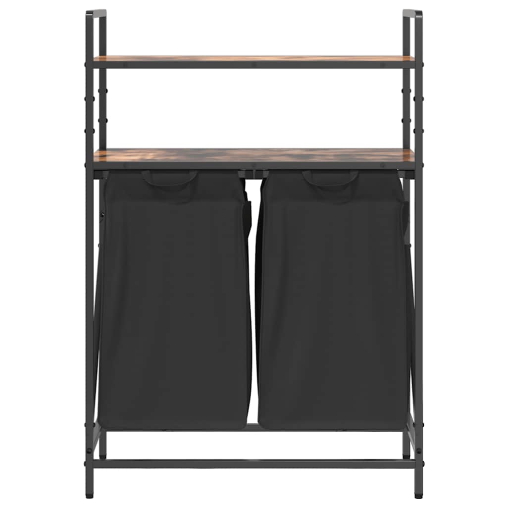 Cesto Della Biancheria 2 Scomparti Con Ripiani Rovere Fumo - Image 5