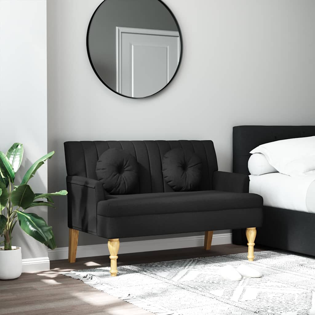 Panca Con Cuscini Nera 113x64,5x75,5 Cm In Tessuto - Image 2