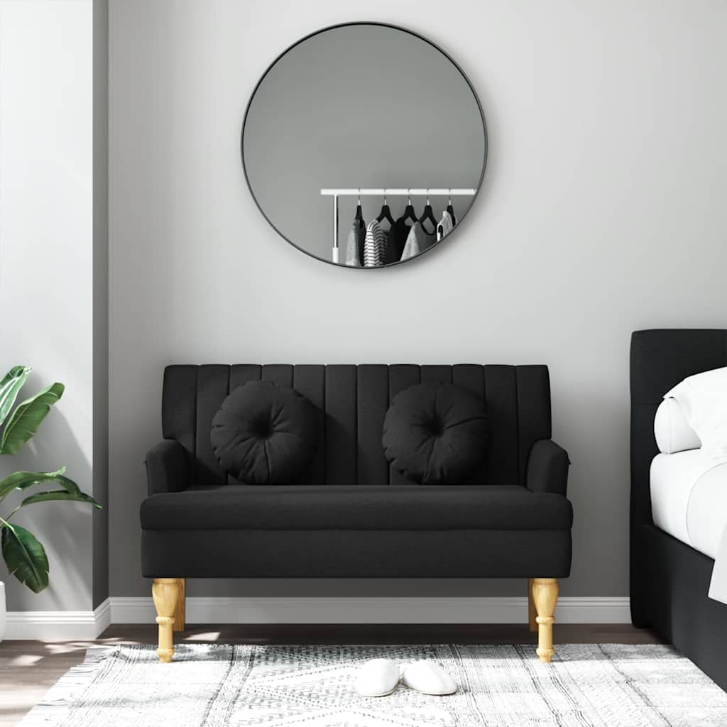 Panca Con Cuscini Nera 113x64,5x75,5 Cm In Tessuto - Image 5