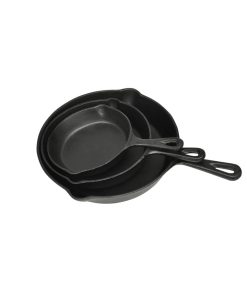 Set 3 Padelle In Ghisa Bistecchiere Per Barbecue