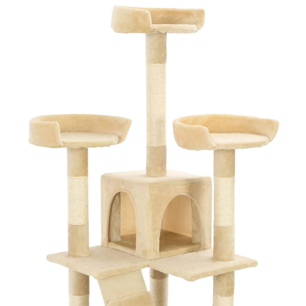 Albero Per Gatti Con Tiragraffi In Sisal 170 Cm Beige - Image 3