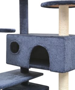 Albero Per Gatti Con Tiragraffi In Sisal 125 Cm Blu Scuro