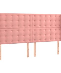 Testiera Ad Orecchio Rosa 163x23x118/128 Cm In Velluto