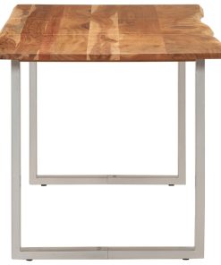 Tavolo Da Pranzo 154x80x76 Cm In Legno Massello Di Acacia