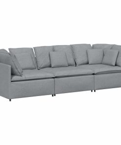 Divano Modulare Con Cuscini In Tessuto Grigio Chiaro