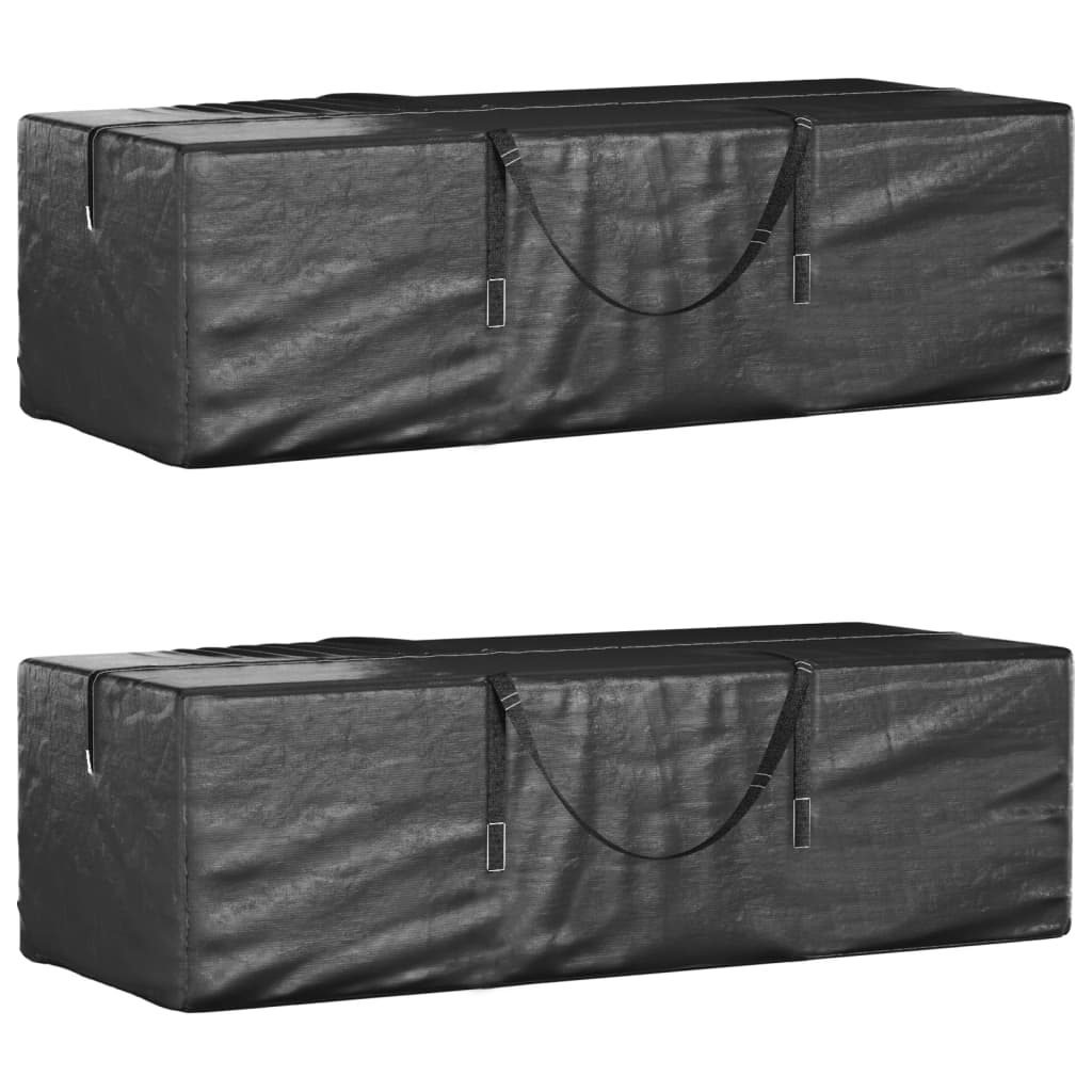 Borse Porta Cuscini Giardino 2pz Nere 135x40x55 Cm Polietilene - Image 6