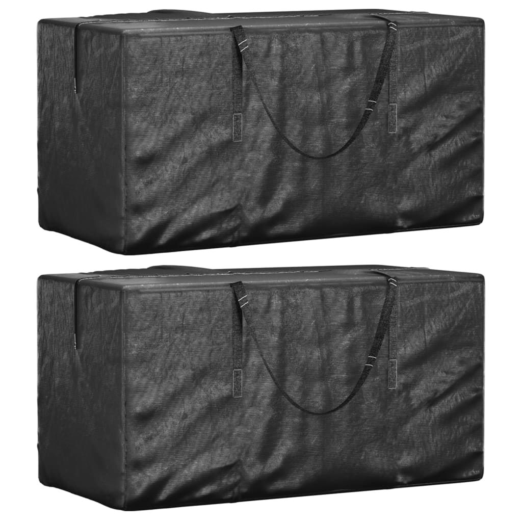 Borse Porta Cuscini Giardino 2pz Nere 150x75x75 Cm Polietilene