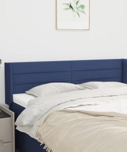 Testiera Ad Orecchio Blu 147x16x78/88cm In Tessuto