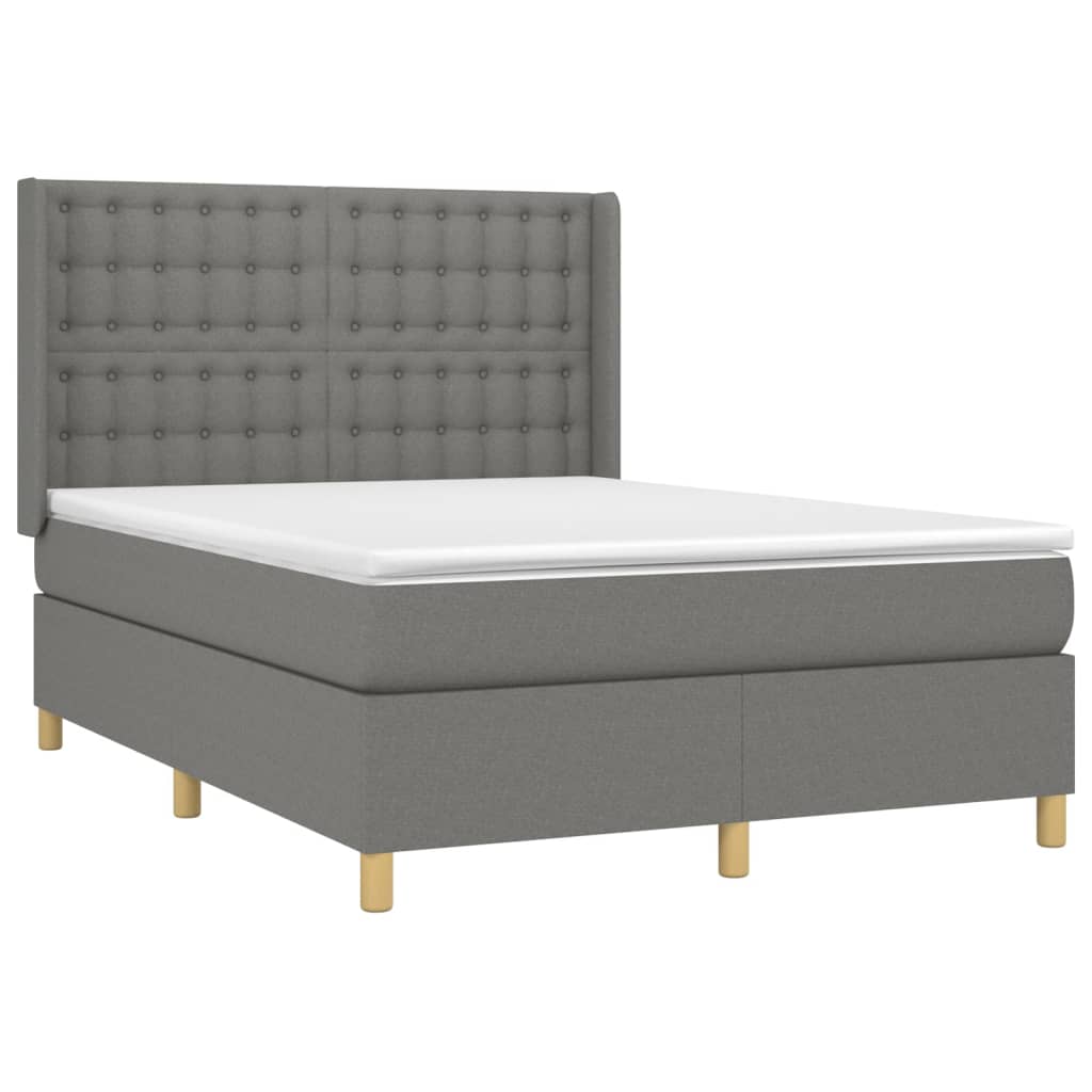 Letto A Molle Materasso E Led Grigio Scuro 140x190cm In Tessuto - Image 6