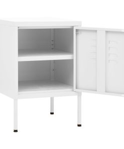 Comodini 2 Pz Bianchi 35x35x51 Cm In Acciaio