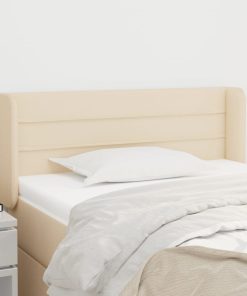 Testiera Ad Orecchio Crema 93x16x78/88 Cm In Tessuto