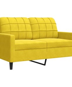 Set Di Divani 2 Pz Con Cuscini E Rinforzi Giallo In Velluto