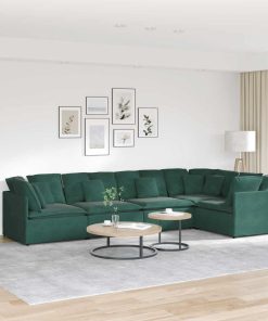 Divano Modulare Con Cuscini In Velluto Verde Scuro