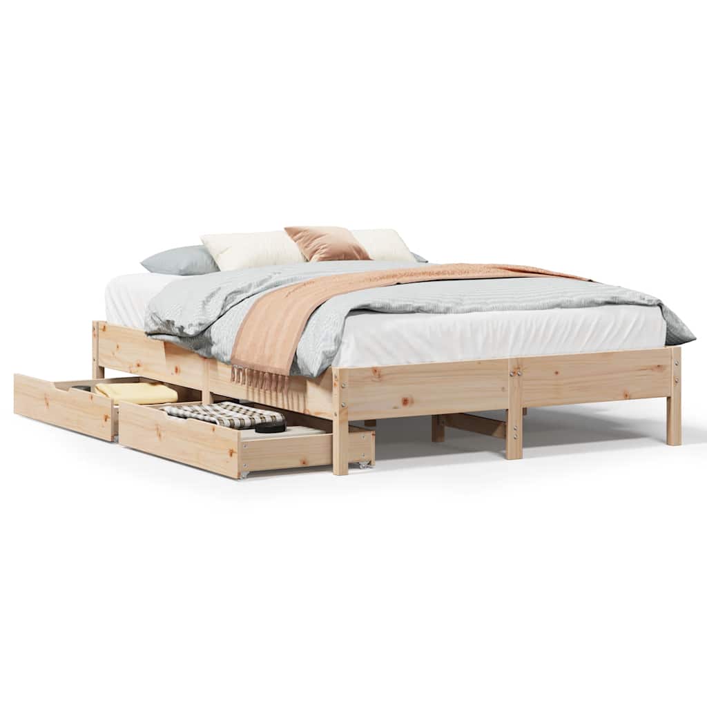 Letto Senza Materasso 140x200 Cm In Legno Massello Di Pino