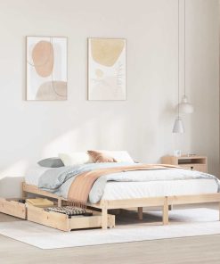 Letto Senza Materasso 140x200 Cm In Legno Massello Di Pino
