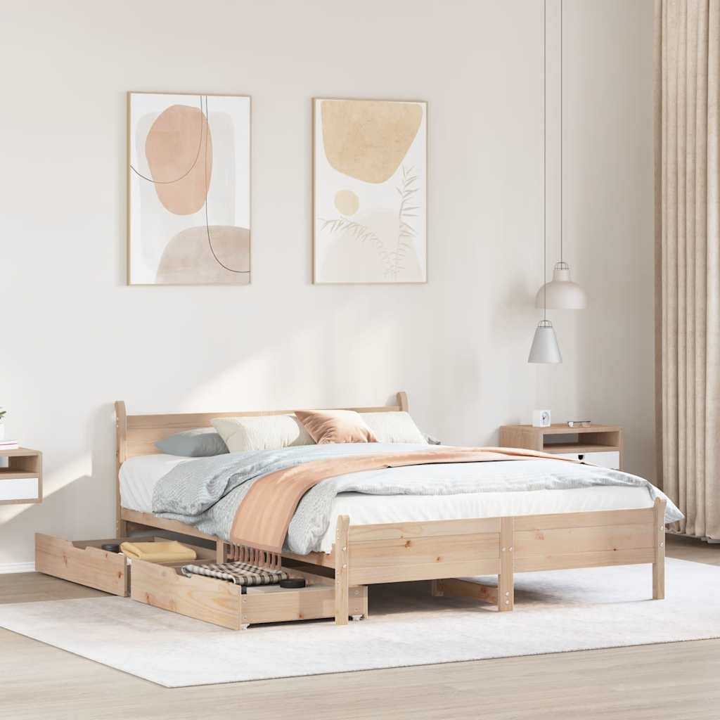 Letto Senza Materasso 140x200 Cm In Legno Massello Di Pino