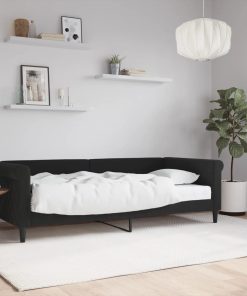 Divano Letto Con Materasso Nero 90x200 Cm In Velluto