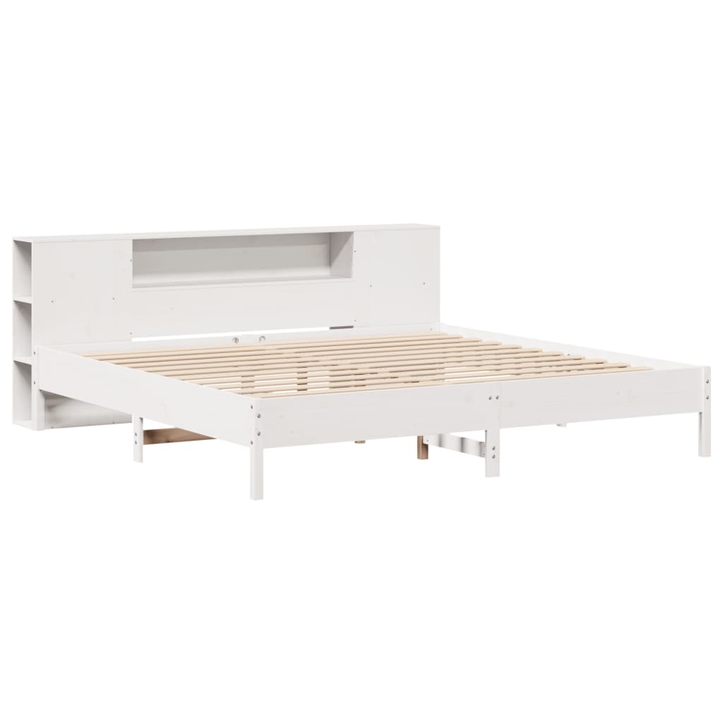 Letto Libreria Senza Materasso Bianco 200x200 Cm Legno Di Pino - Image 6
