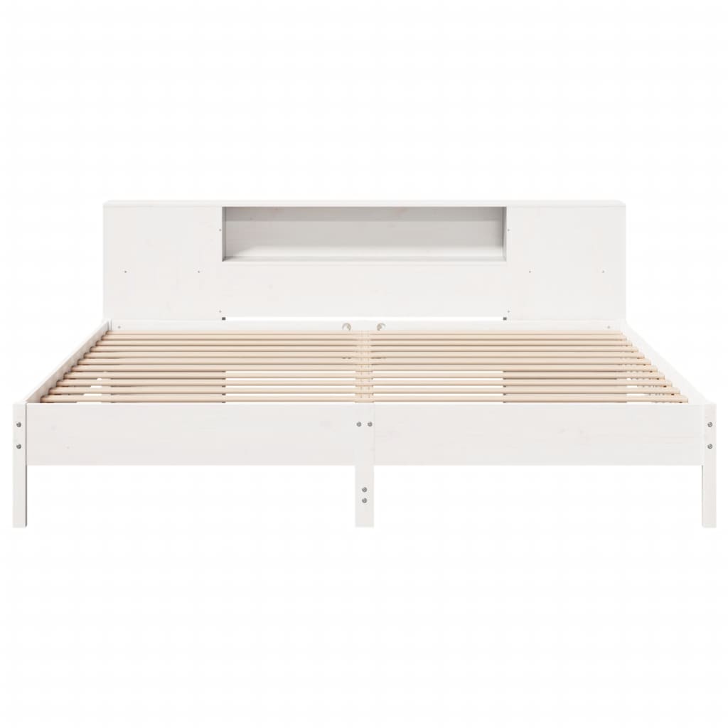 Letto Libreria Senza Materasso Bianco 200x200 Cm Legno Di Pino