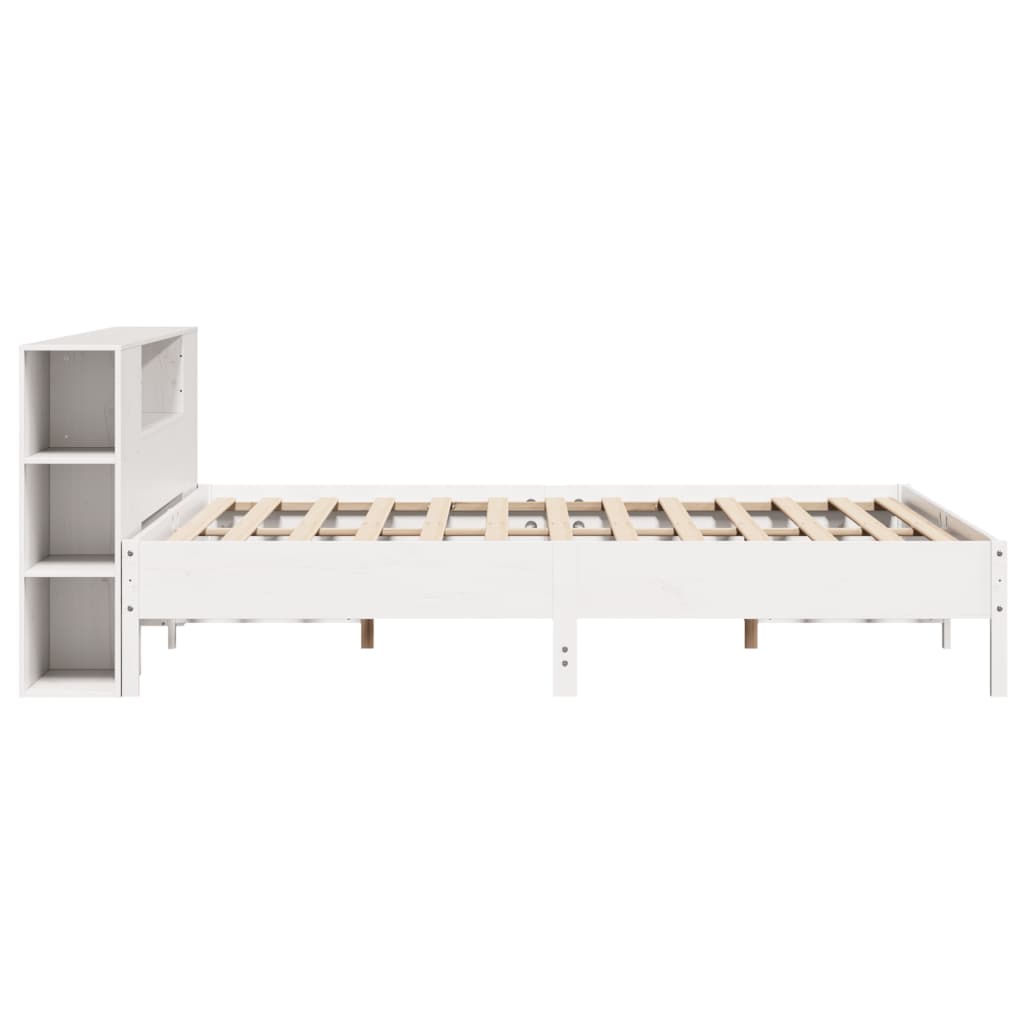 Letto Libreria Senza Materasso Bianco 200x200 Cm Legno Di Pino - Image 2