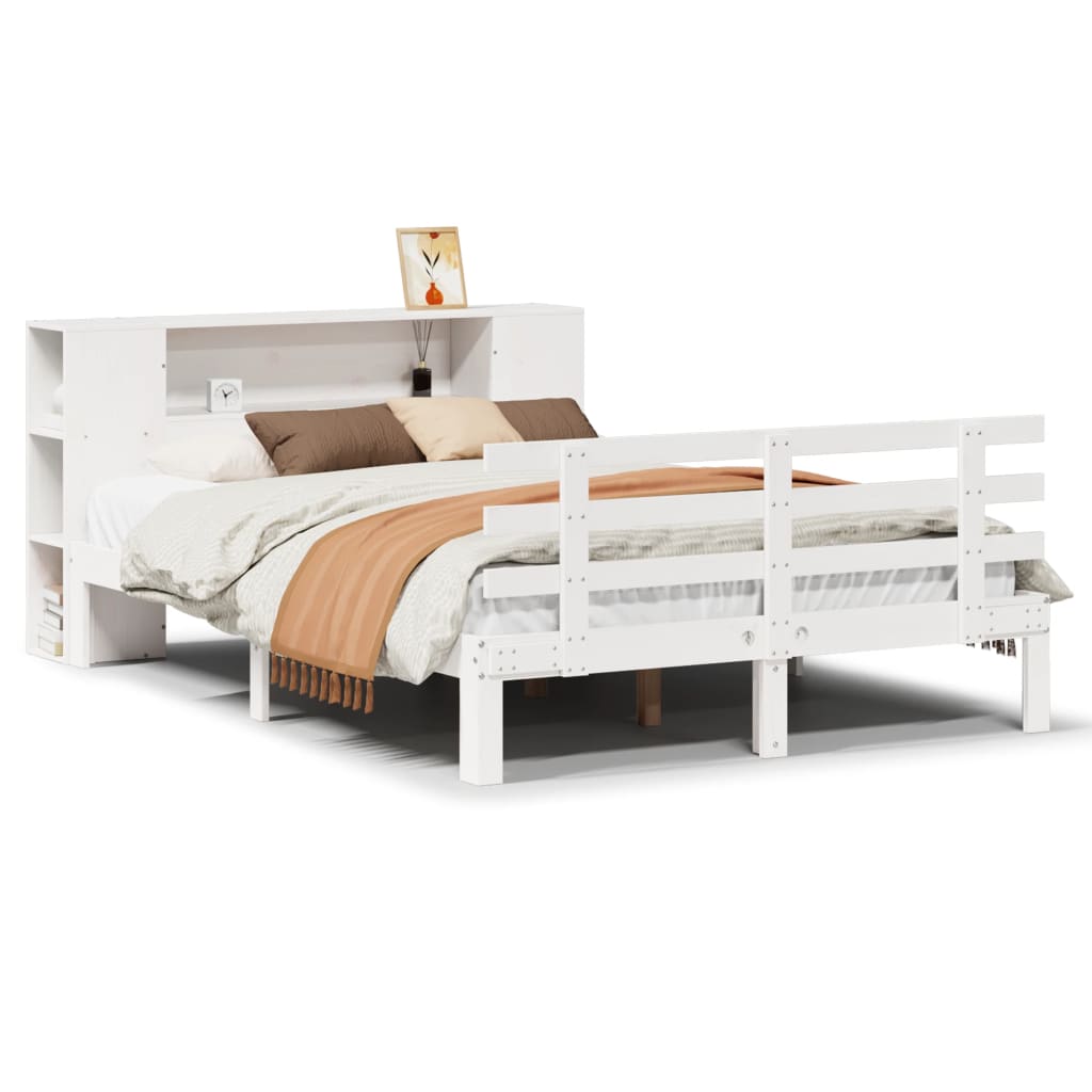 Letto Libreria Senza Materasso Bianco 140x190 Cm Legno Di Pino
