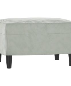 Poltrona Con Poggiapiedi Grigio Chiaro 60 Cm In Velluto