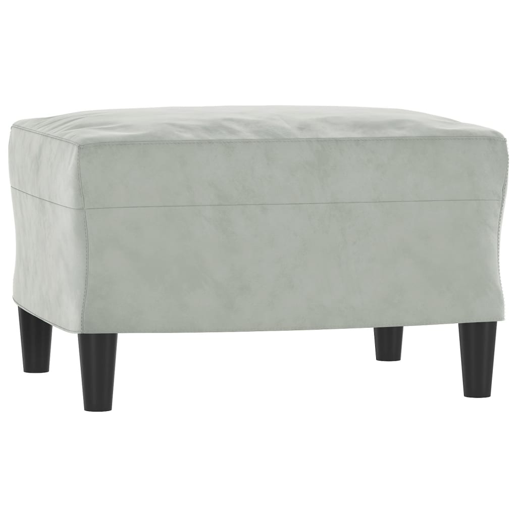 Poltrona Con Poggiapiedi Grigio Chiaro 60 Cm In Velluto