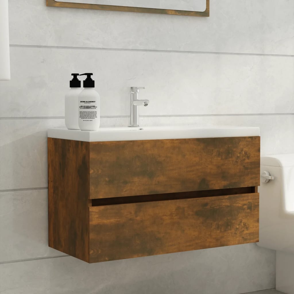 Mobile Sottolavabo Rovere Fumo 80x38,5x45 Cm Legno Multistrato - Image 5