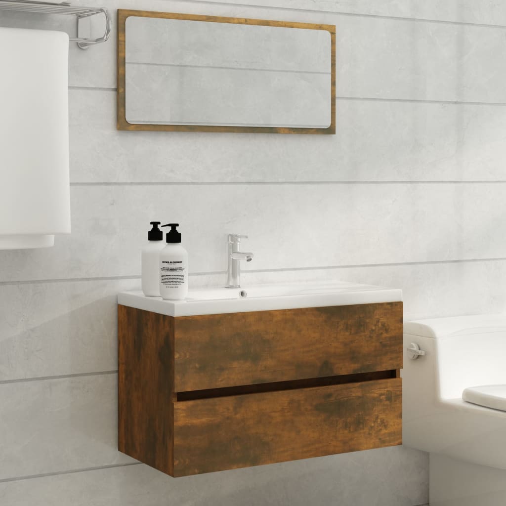 Mobile Sottolavabo Rovere Fumo 80x38,5x45 Cm Legno Multistrato - Image 2