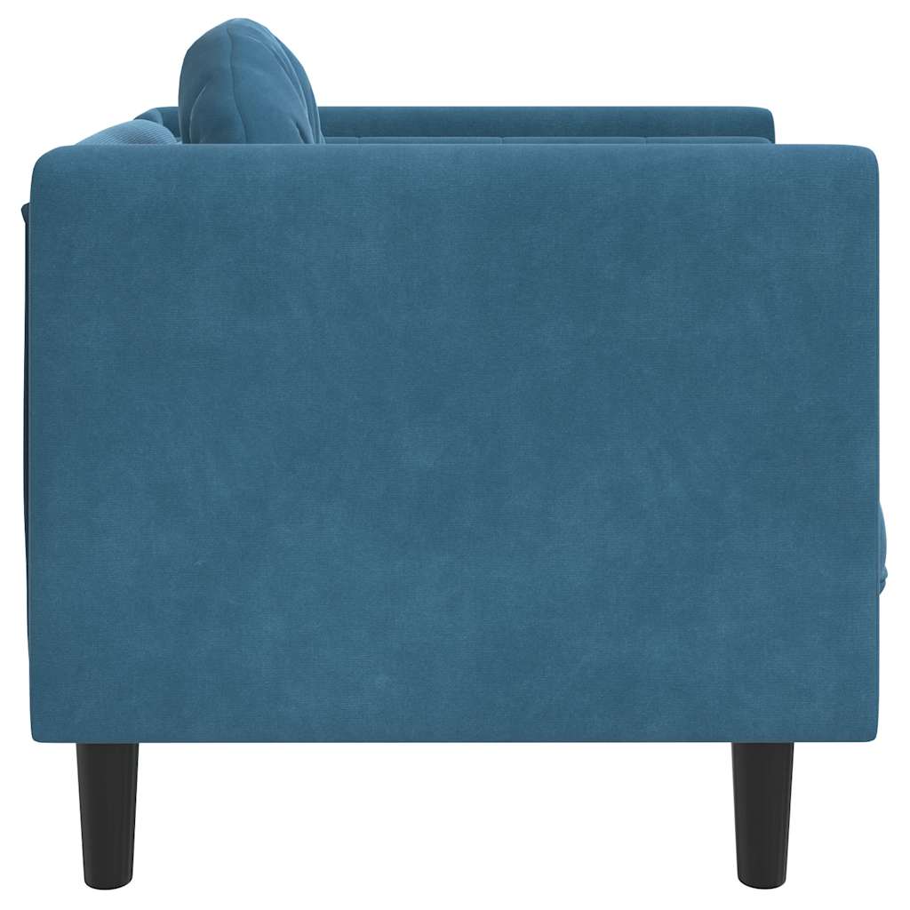 Poltrona Con Cuscino Blu In Velluto - Image 6